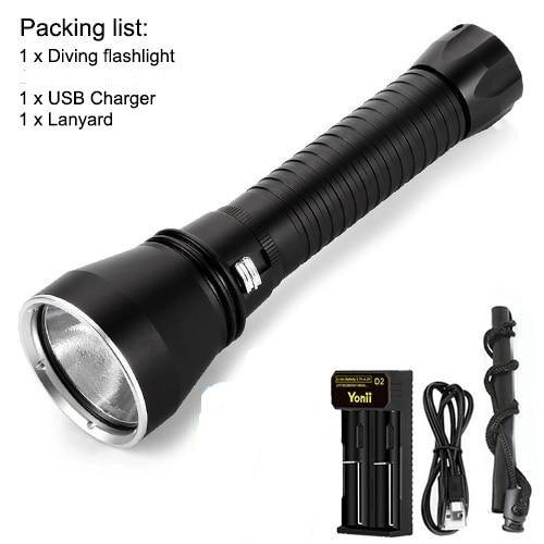Powerful LED Rechargeable Dive Flashlight Cree Diving Flashlight Underwater Waterproof High Lumen LED Scuba Diving Torch Flashlight For Scuba Diving Underwater Torch
