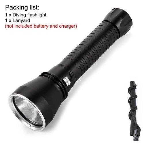Powerful LED Rechargeable Dive Flashlight Cree Diving Flashlight Underwater Waterproof High Lumen LED Scuba Diving Torch Flashlight For Scuba Diving Underwater Torch