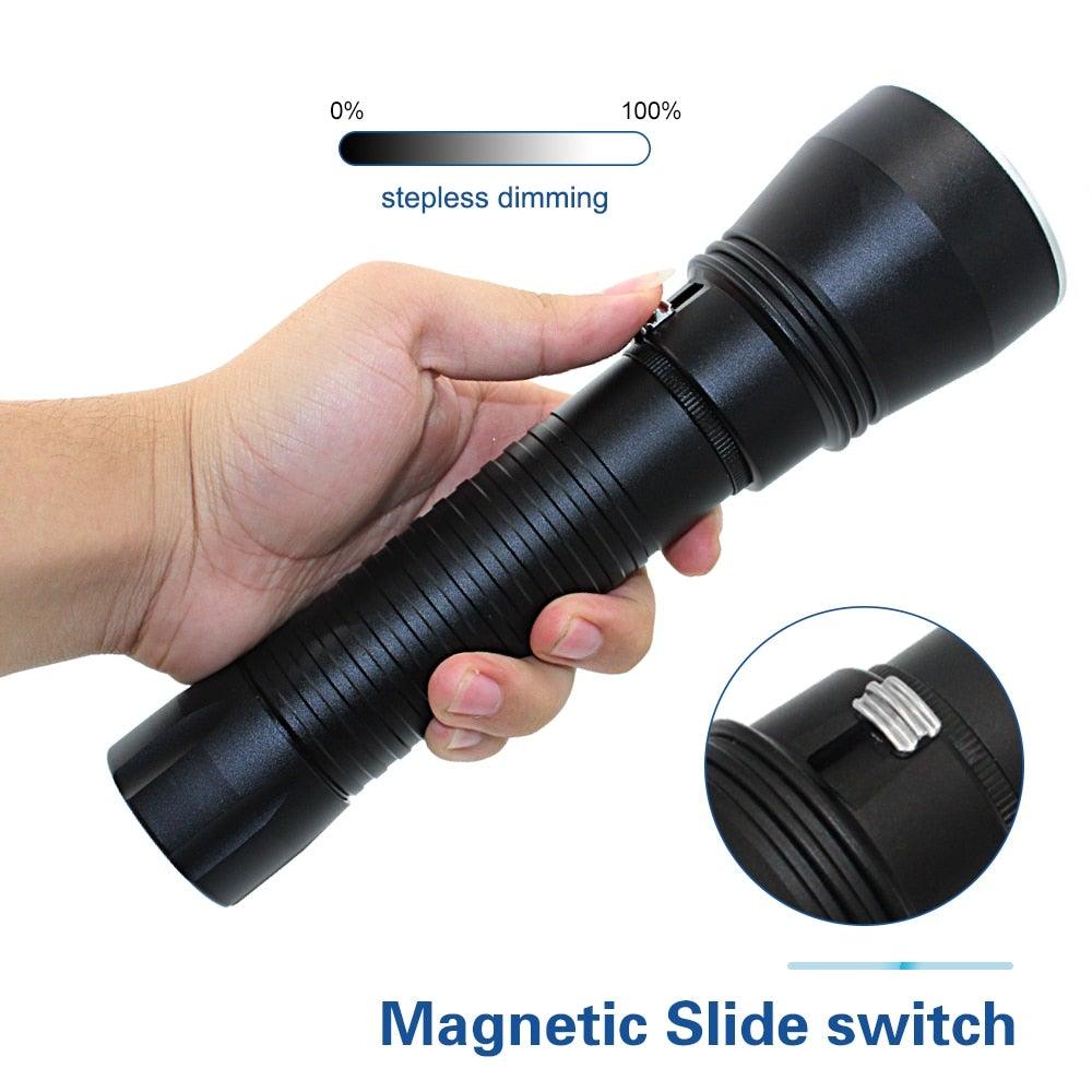 Powerful LED Rechargeable Dive Flashlight Cree Diving Flashlight Underwater Waterproof High Lumen LED Scuba Diving Torch Flashlight For Scuba Diving Underwater Torch