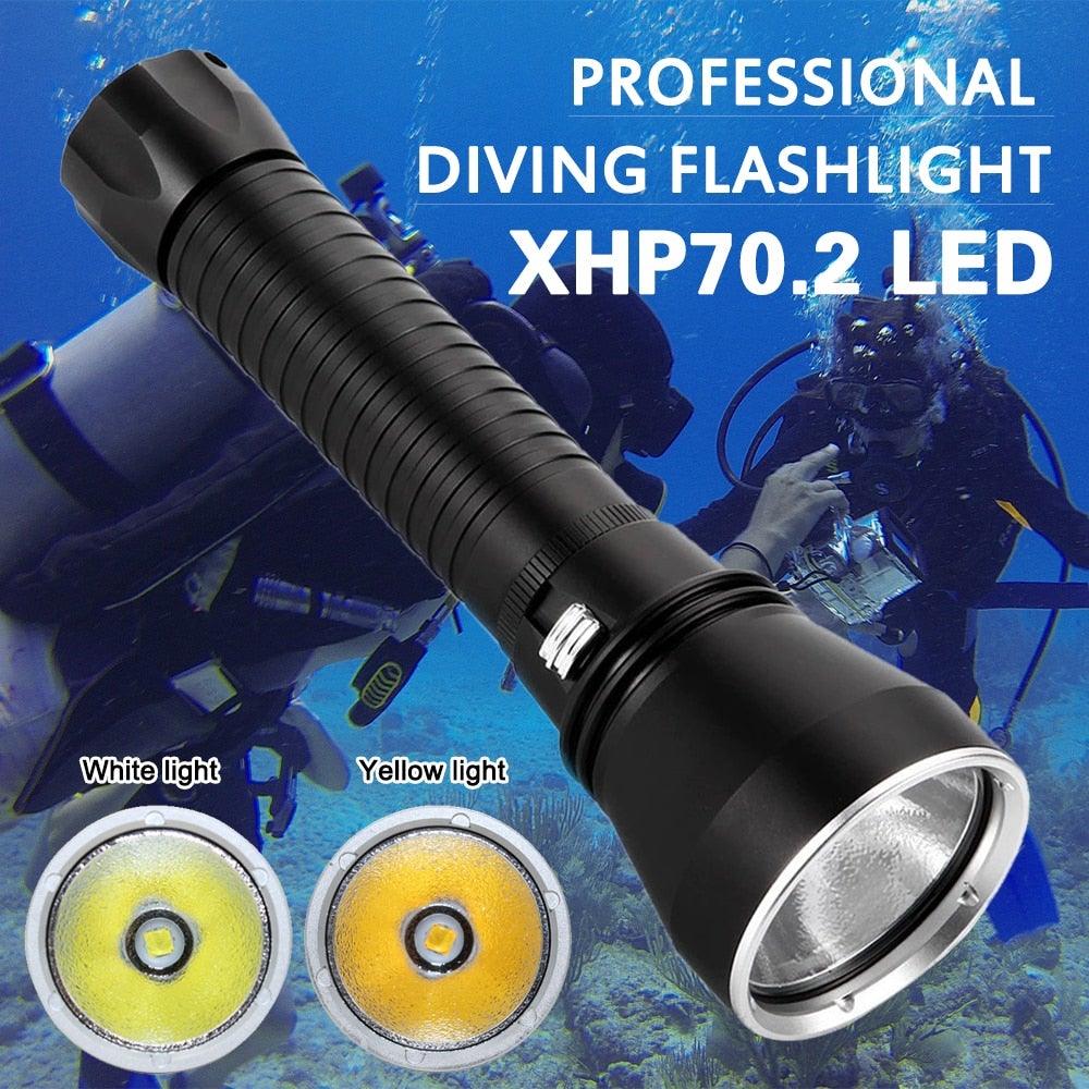 Powerful LED Rechargeable Dive Flashlight Cree Diving Flashlight Underwater Waterproof High Lumen LED Scuba Diving Torch Flashlight For Scuba Diving Underwater Torch