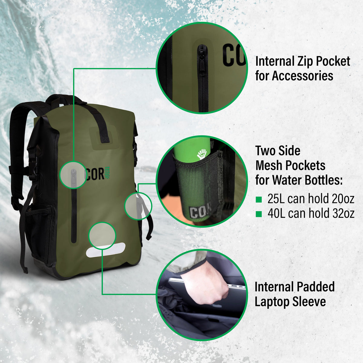 25L Waterproof Dry Backpack for Boating & Outdoor Adventures