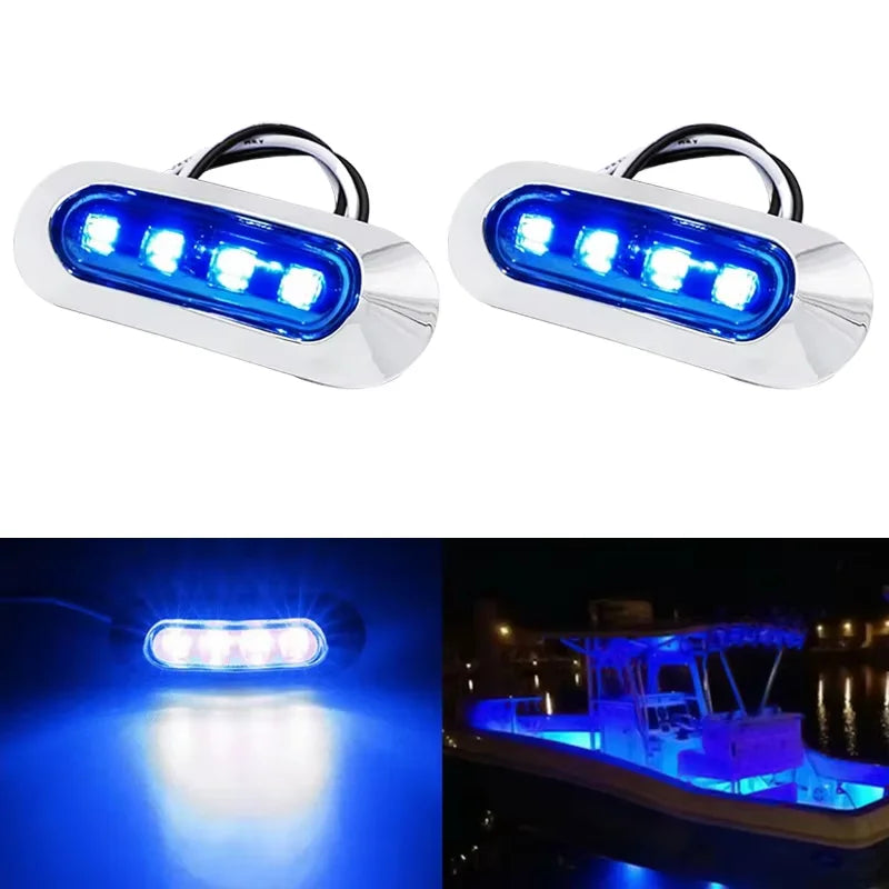 Marine LED Boat Navigation Lights | 4-Pack | Waterproof 12V-24V | Stainless Steel