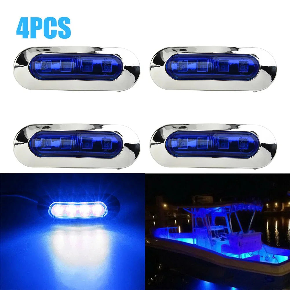 Marine LED Boat Navigation Lights | 4-Pack | Waterproof 12V-24V | Stainless Steel
