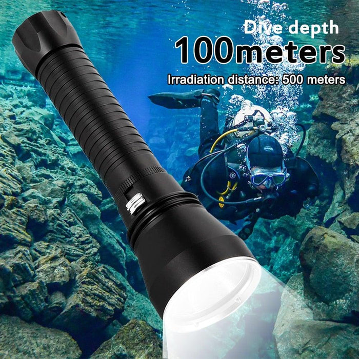 Powerful LED Rechargeable Dive Flashlight Cree Diving Flashlight Underwater Waterproof  High Lumen LED Scuba Diving  Torch Flashlight For Scuba Diving Underwater Torch