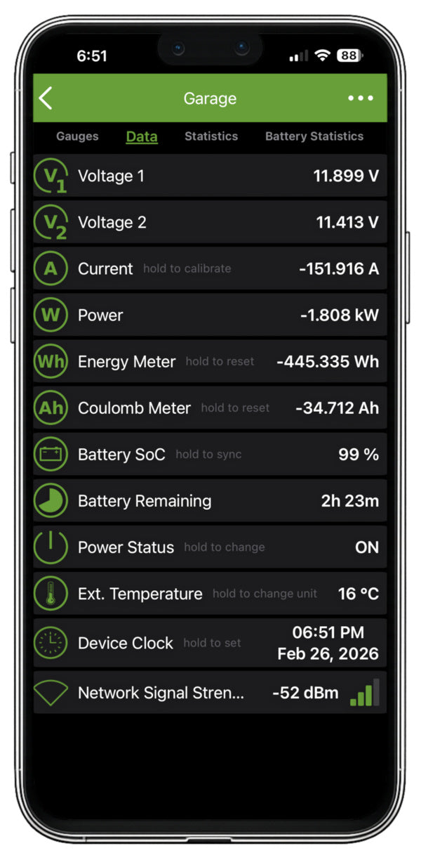 PowerMon - Bluetooth LE Advanced Battery Monitor / DC Power Meter with data logging